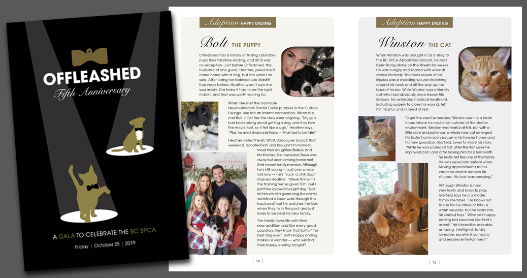 The BC SPCA Offleashed Gala Fundraising campaign designed by Addon Creative