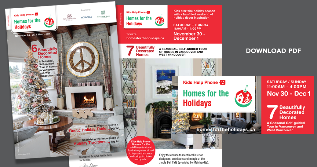 The Kids Help Phone Homes for the Holidays campaign designed by Addon Creative