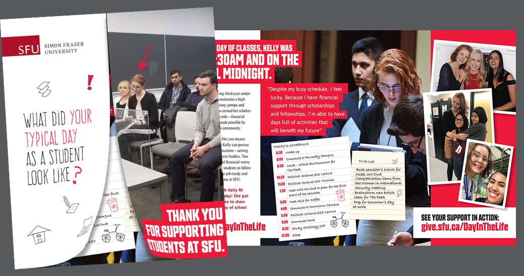 The Simon Fraser University Direct Mail Fall 2019 campaign designed by Addon Creative